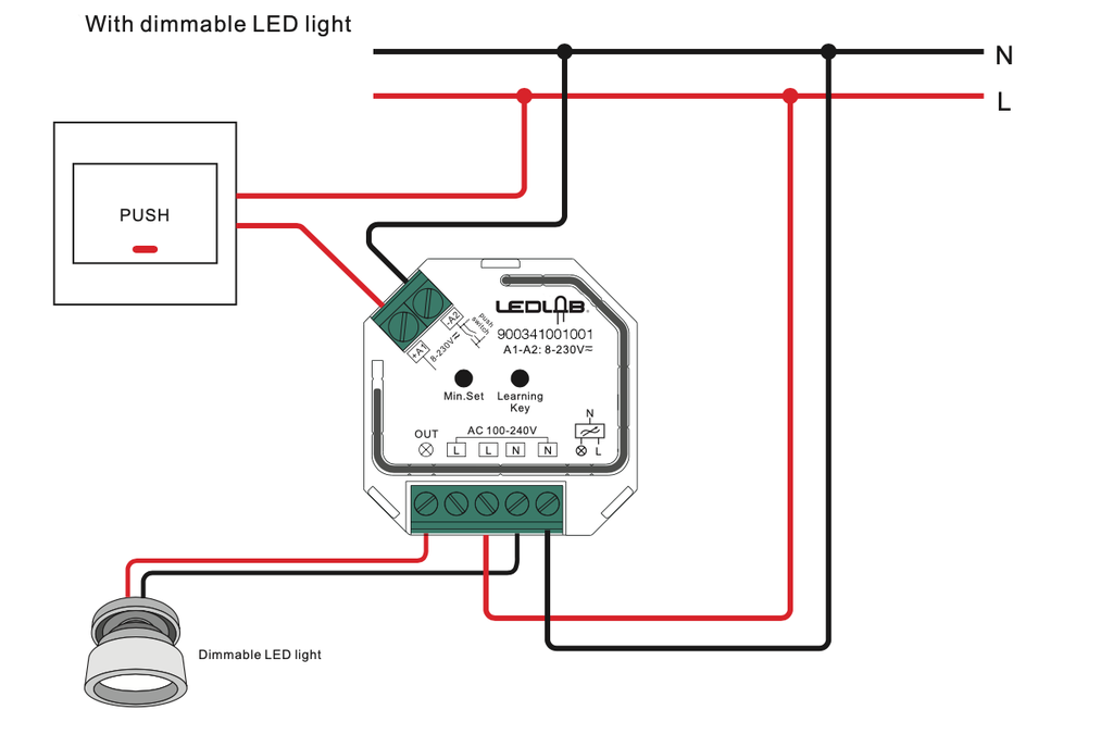 TRIAC RF + PUSH DIMMER 230VAC